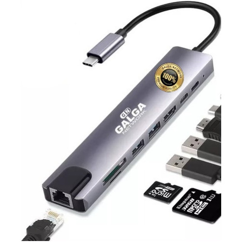 Hub Adaptador Macbook 8-1 Largo Hdmi-sd-micro-rj45-usb3.0-tc