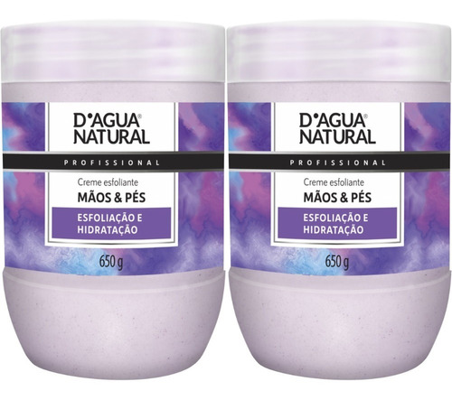 2un Esfoliante Mãos Pés Óleo Semente Uva 650g D'agua Natural