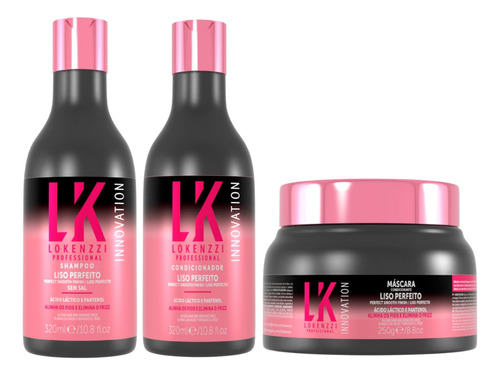 Kit Lokenzzi Liso Perfeito Shampoo Condicionador Mascara