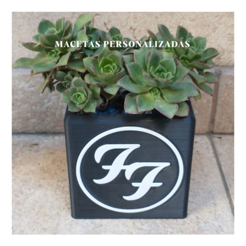 Maceta Foo Fighters Impresa En 3d Con Cactus