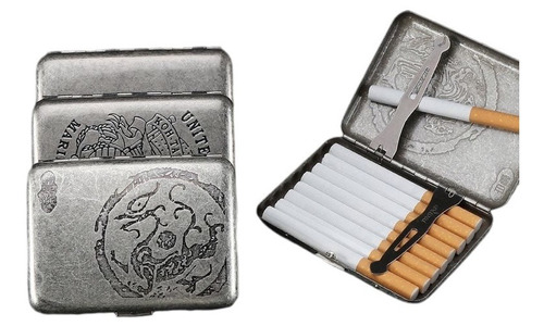 Estuche Para Cigarrillos De Metal De 16 Unidades De Plata En