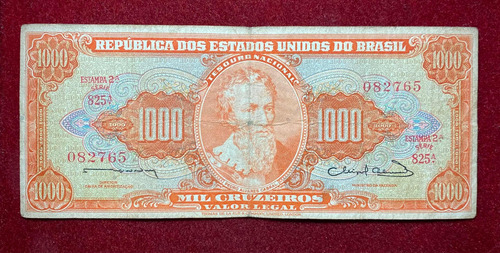 Billete 1000 Cruzeiros Brasil 1963 Pick 181 A Pedro A Cabral (Usado)