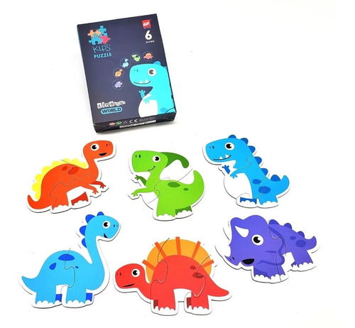 Set 6 En 1 Mi Primer Puzzle Bebés Dinosaurios Piezas Grandes