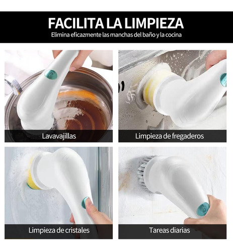 Cepillo Limpiador Eléctrico 5 Cabezales Recargable Usb