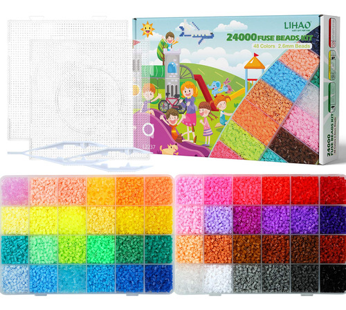 24000 X Fuse Beads Kit, 48 Colores 2.6mm Mini Fuse Bead...
