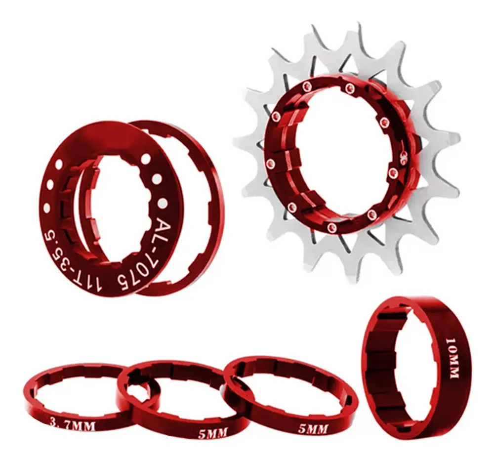 Kit Single GTA para Bike: Adaptador de Marcha Única com 14 ou 16 Dentes Vermelho