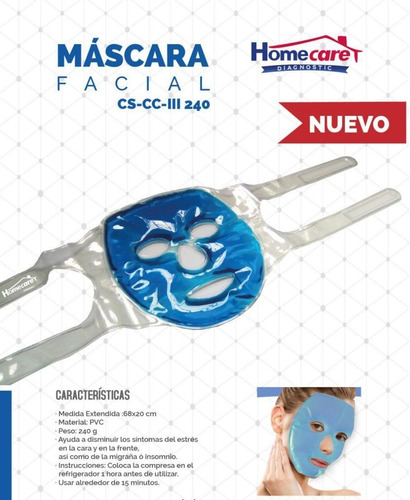 Imagen 2 de 3 de Máscara Facial Gel Relajante Mascarilla Migraña Homecare