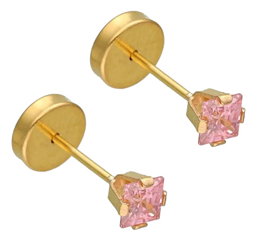 Par Aritos De Oro 18k Lili Piedra Grifa 3mm Li-124 Cyria