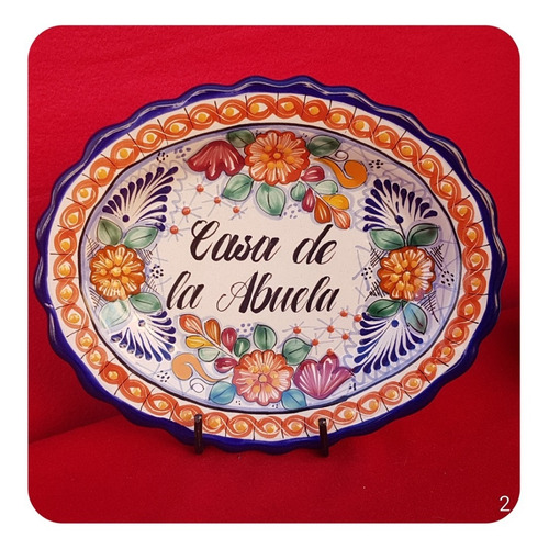 Imagen 1 de 4 de Platón Placa Talavera Poblana C/frase Decorativa Gde. 05 Plc