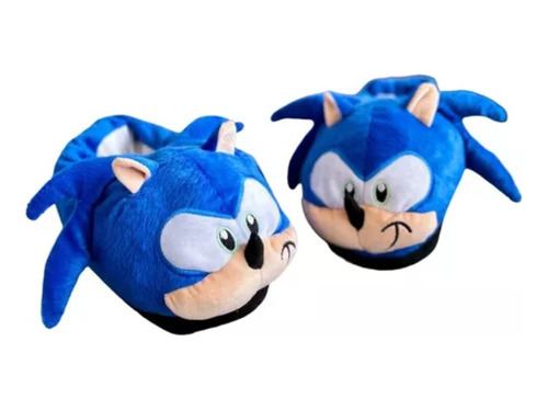 Pantufla Peluche Sonic Originales Talle 23 Al40 Suela Goma  