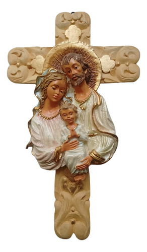Cruz Pared Sagrada Familia Niño En Medio 28x18cm 