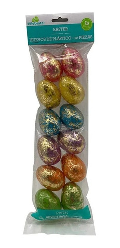 12 Huevos Colores Jaspeados Dorados Pascua Para Rellenar 