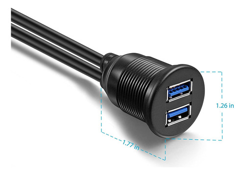 Soporte Para Auto Con 2 Puertos Dual Usb 3.0 Macho A Cable D