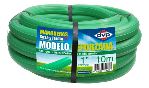 Manguera Pvc Reforzada 10mts 1 Pulgada Dvp Color Verde