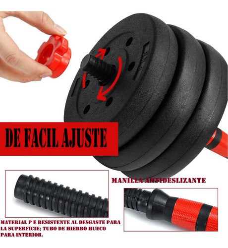 Set Mancuernas Ajustables 30kg + Union + Barra