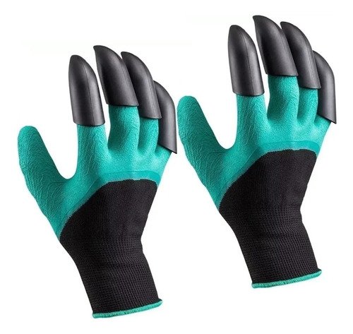 Guantes De Jardinería C/ Garras 1 Par Indoor Outdoor Jardín Color Verde Agua Diseño De La Tela Lisa Talle Unico