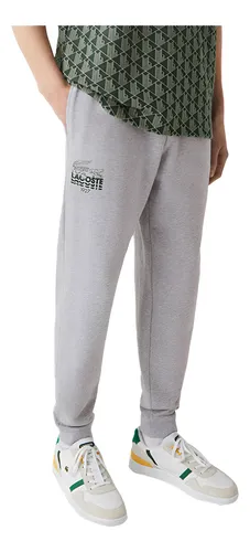 Calça Lacoste Moletom Masculina Croco Logo 1927 Cinza Mescla