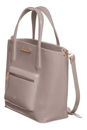Imagem 2 de 4 de Bolsa Social Grande Beverly Petite Jolie Pj10425 Taupe Cinza