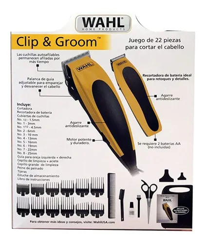 M quina Wahl Combo Cortadora Terminadora Clip Groom 22pzas Color