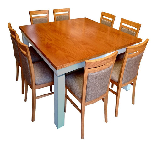 Juego De Comedor Mesa 1,4x1,4 Mas 8 Sillas Tap. Chenille