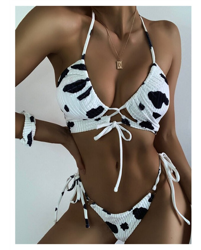 Conjunto De Bikini Con Estampado De Vaca Traje De Baño Halte
