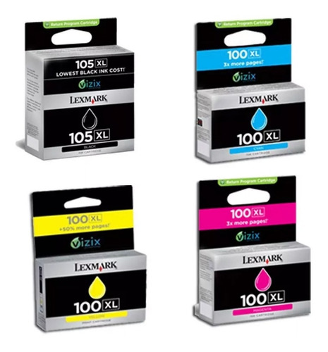 Cartucho Lexmark 105xl Negro + 100xl Color - Pro205 705 905