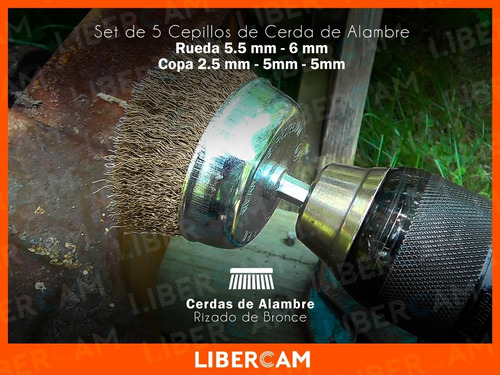 Imagen 8 de 10 de Set Cepillos Para Taladro Kit 5 Piezas Madera Metal Copa