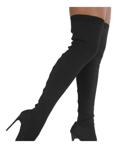 Botas Altas El sticas De Tac n Alto De Moda Para Mujer Cuotas