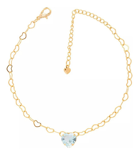 Kit 8 Pulseiras Madrinha Pedra Azul Claro Folheado Ouro 18k Comprimento 17 Cm Cor Azul-claro Diâmetro 17 Cm