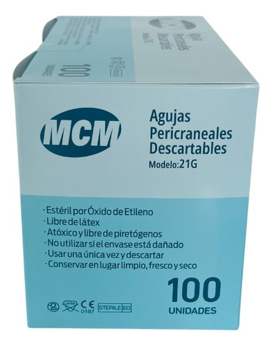 Equipo Pericraneal Aguja Butterfly 21G Mariposa MCM X 100 Un