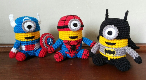 Imagem 2 de 8 de Amigurumi Minions Super Heróis Em Crochê Sob Encomenda