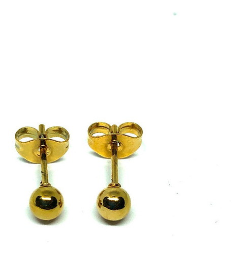 Arete Broquel  Acero Inoxidable Dorado Bola 4 Mm