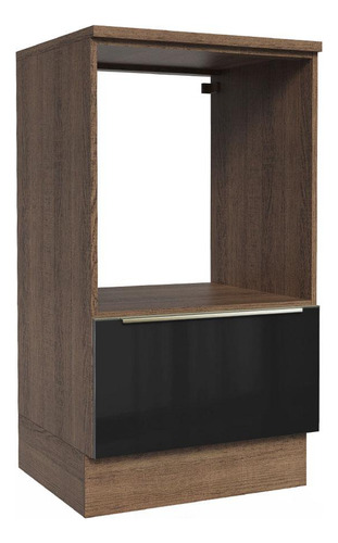 Mueble Para Horno Y Microondas Madesa Lux Con Encimera Mn Color Rustic/Negro