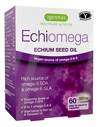 Echiomega Vegan Triple Omega 3 6 9 500 Mg, Aceite De Semilla