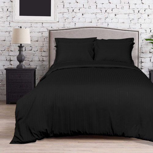 Imagen 7 de 7 de Set Duvet 8 Pzas Negro Líneas Microfibra Queen