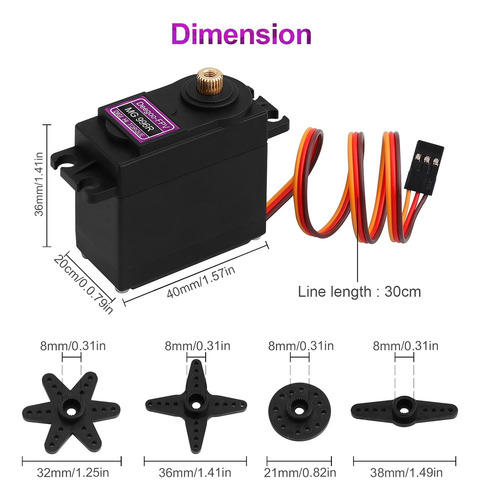 Mg996r Servomotor Engranes De Metal