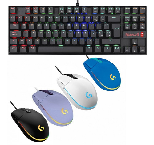 Combo Teclado Mecanico Kumara + Mouse Logitech G203 Rgb 