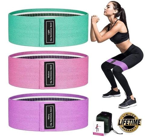 Kit Set De 3 Bandas Elásticas Resistencia Tela Fitness Promo