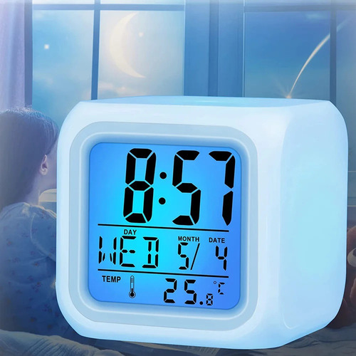 Reloj Cubo Led Despertador Digital Termómetro