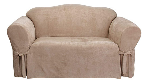 Sure Fit Soft Suede Box Cushion Loveseat One Piece Slipcover