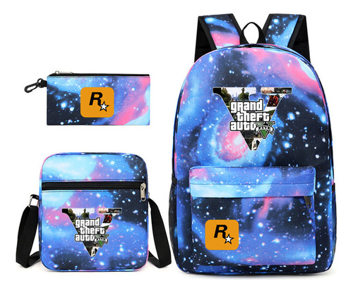 Mochila Para Juego Anime Grand Theft Auto Gta5, Juego De 3 P