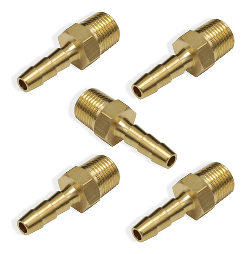 Boeray 5pcs Manguera Barb 3 16  1 8  Macho Npt Rosca Laton