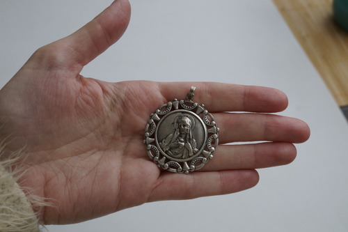 Medalla Religiosa / Cristiana / Católica Antigua En Plata