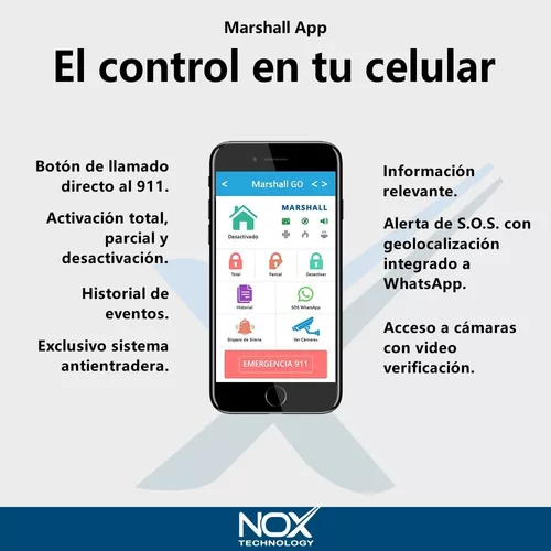 Kit Alarma Casa Marshall Ip Wifi Inalámbrica Domiciliaria Internet App  Celular Sirena Sensores Inalámbrica Garantía