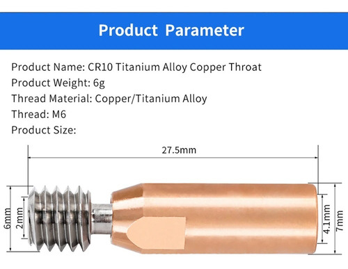 Imagen 3 de 5 de Barrel Bimetal Titanio Y Cobre Impresora 3d Ender 3 Pasante