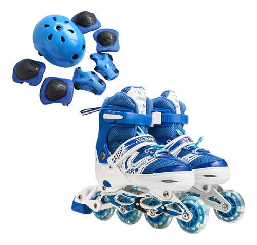 Patines Lineales Con Luz + Kit De Protección, Cosidos