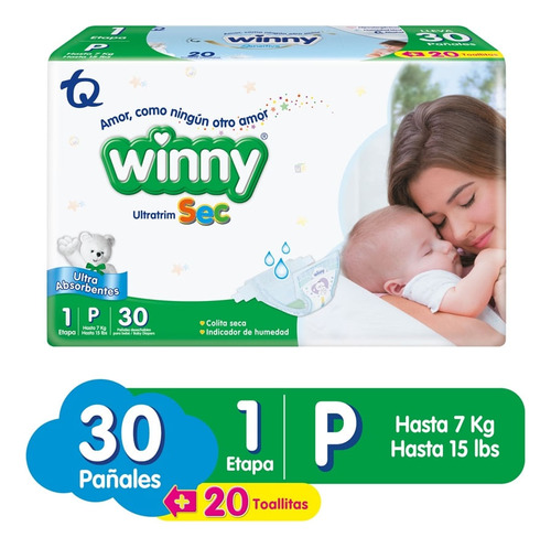 Pañal Winny Ultratim Sec Etapa 1 X 30und + 20 Toallitas