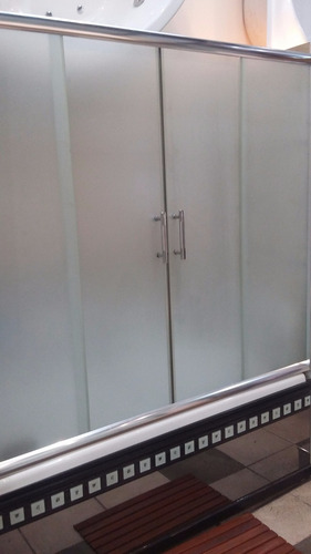 Imagen 2 de 10 de Mampara Baño Esmerilado Bañera 140 X 150 4 Hojas 6 Mm