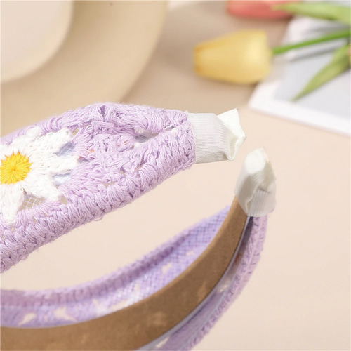 Nueva Diadema Ancha De Flores Tejidas Estilo Étnico.