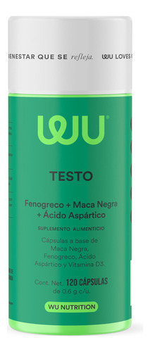 Testo | Testosterona | WU Nutrition | Maca Negra, Fenogreco Sabor N/A